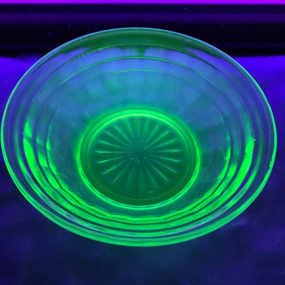 Vintage Vaseline Glass Dessert Bowl Block Optic #23 - Picture 3 of 9